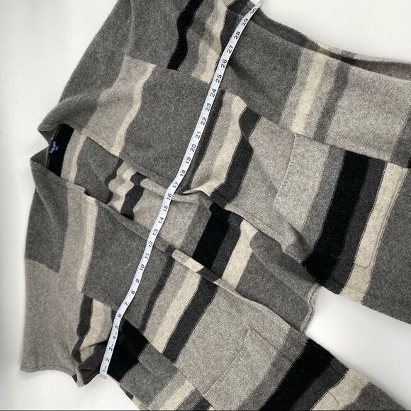 Splendid striped wool cashmere open boho cape pinch cardigan sweater gray black - Picture 5 of 9